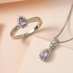 Narsipatnam Purple Spinel & White Zircon Ring (Size 7) & Necklace