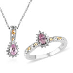 Narsipatnam Purple Spinel & White Zircon Ring (Size 7) & Necklace