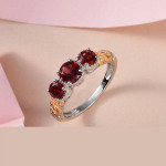 Mozambique Garnet Trilogy Ring 1.25 ctw - Size 10