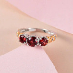 Mozambique Garnet Trilogy Ring 1.25 ctw - Size 10
