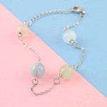 Multi Beryl Station Bracelet in Rhodium Over Sterling Silver (7.5-9.0)
