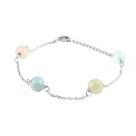 Multi Beryl Station Bracelet in Rhodium Over Sterling Silver (7.5-9.0)