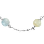 Multi Beryl Station Bracelet in Rhodium Over Sterling Silver (7.5-9.0)