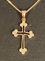 Rose gold diamond cross and chain