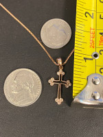 Rose gold diamond cross and chain