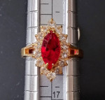 Ring Gold Electroplated Faux Ruby Cubic Zirconia Size 6