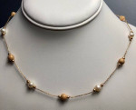 14K Pearl & Bead Tin Cup Station Necklace