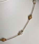 14K Pearl & Bead Tin Cup Station Necklace