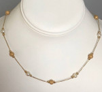 14K Pearl & Bead Tin Cup Station Necklace