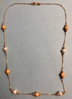 14K Pearl & Bead Tin Cup Station Necklace