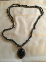 Long hemite necklace with sterling pendent