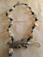 Salamander with abalone choker