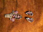 Rhinestone earrings and pin