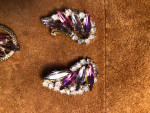 Rhinestone earrings and pin