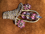 Rhinestone earrings and pin