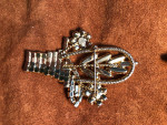 Rhinestone earrings and pin