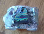 Handmade Cuff Bracelet with Peacock Copper, Ruby Fuschite, Lepidolite