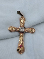 1750S DIAMOND/RUBY 18K ORNATE ROSE GOLD RARE