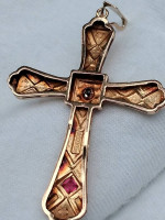 1750S DIAMOND/RUBY 18K ORNATE ROSE GOLD RARE