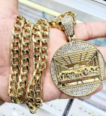 ICED OUT JESUS LAST SUPPER NECKLACE WITH CUBAN LINK CHAIN