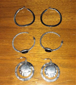 Lot of 9 Pair Pierced Earrings Silver-Toned and More!