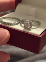 Sparkle Round Brilliant Halo Engagement Ring with Wedding Band