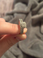 Sparkle Round Brilliant Halo Engagement Ring with Wedding Band