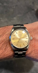 Rolex Oyster Perpetual 34mm-Champagne dial-Rolex slide bracelet⌚