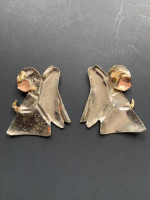 VTG Angel With Praying Hands Silver Copper Gold Earrings Pierced