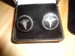 Doctor Sterling Silver/Black Enamel "Caduceus" Cufflinks>Never Worn