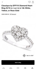 Diamond Heart Ring 9/10 ct Brand New