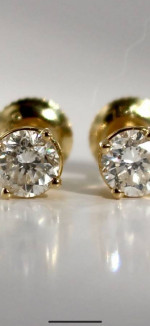 .80 ctw brilliant cut round diamond bezel earrings 18K yellow gold