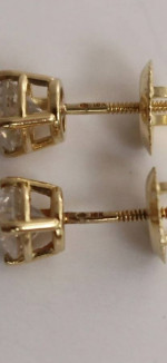 .80 ctw brilliant cut round diamond bezel earrings 18K yellow gold