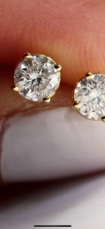 .80 ctw brilliant cut round diamond bezel earrings 18K yellow gold