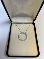 1 carat total weight diamond eternity necklace. 14K