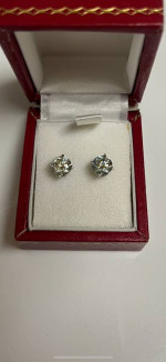 2.25 ctw fancy moissanite earrings 14K white gold setting