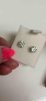 2.25 ctw fancy moissanite earrings 14K white gold setting
