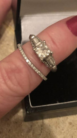 1.47 ctw princess diamond engagement ring set 14K gold
