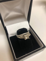 1.47 ctw princess diamond engagement ring set 14K gold