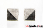 Gorgeous!18kt White Gold Black/Clear Diamond Earrings