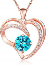 Niasay Birthstone Forever Love Heart Necklaces Women Sterling Silver