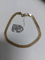 14k Yellow Gold Bismarck Design Men Bracelet Italy 8.5" in Length