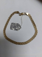 14k Yellow Gold Bismarck Design Men Bracelet Italy 8.5" in Length