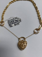 14K Yellow Gold Designer Rope & Heart Bracelet