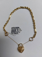 14K Yellow Gold Designer Rope & Heart Bracelet