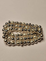 Silver 2 Toned Stretch Bracelet