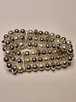 Silver 2 Toned Stretch Bracelet