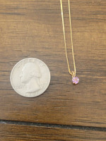 Estate 14k Amethyst Solitare Pendant on 16in 14k Fancy Flat Chain