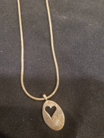 Estate Sterling Silver 30 Inch Snake Chain with Cute Heart Charm