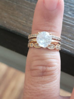 3 Ring 18K Rose Gold Bridal Set. New Without Tags. Size 5.25